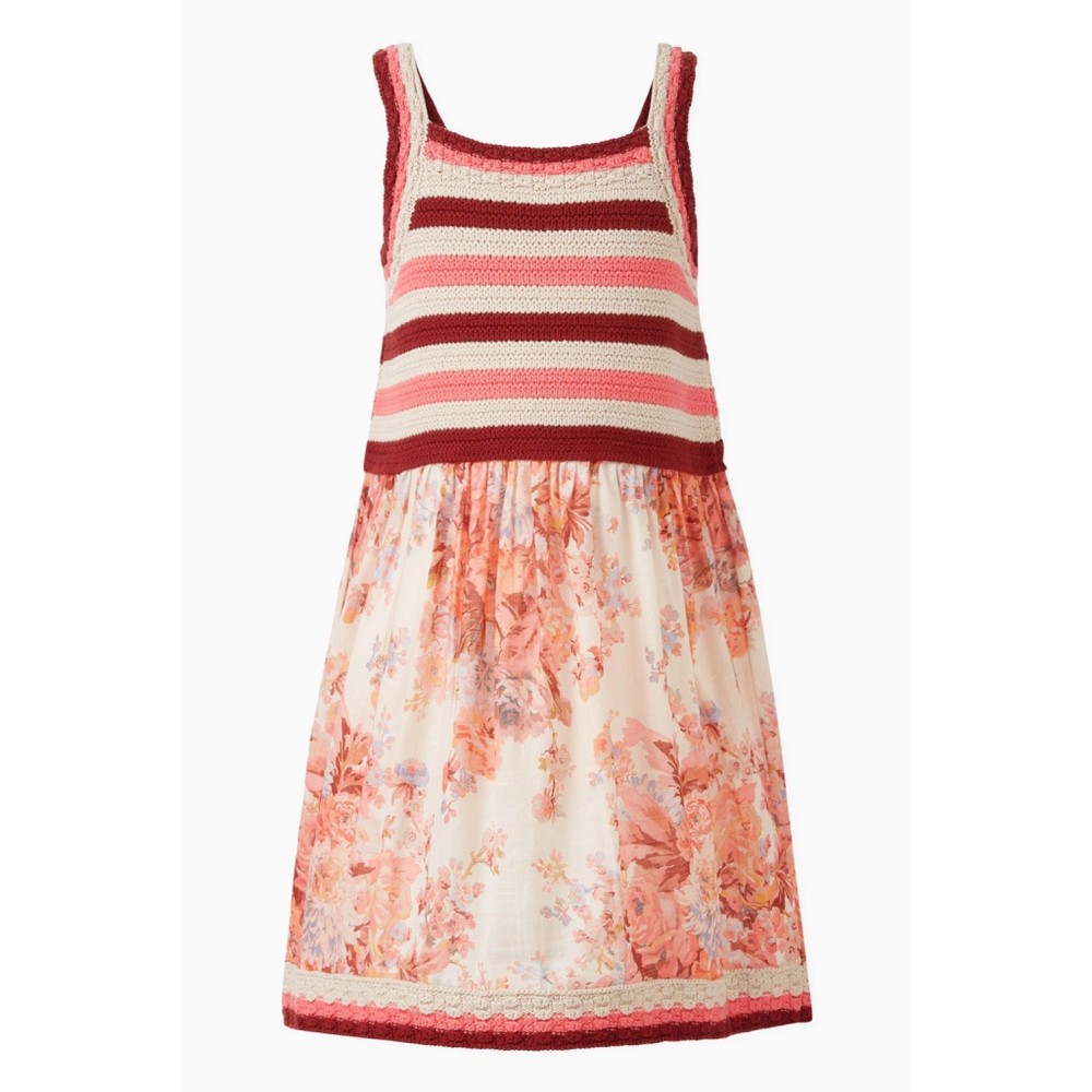 ZIMMERMANN Devi Crochet Dress in Cotton-knit Girl 10Y Cream Floral Woven Knit